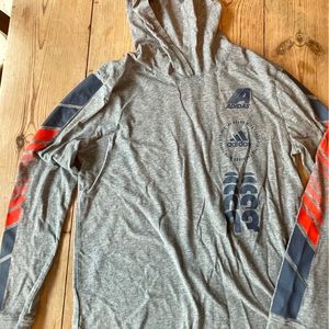 Adidas Boys Long Sleeve Tee Shirt Hoodie Grey Size Large (14-16)